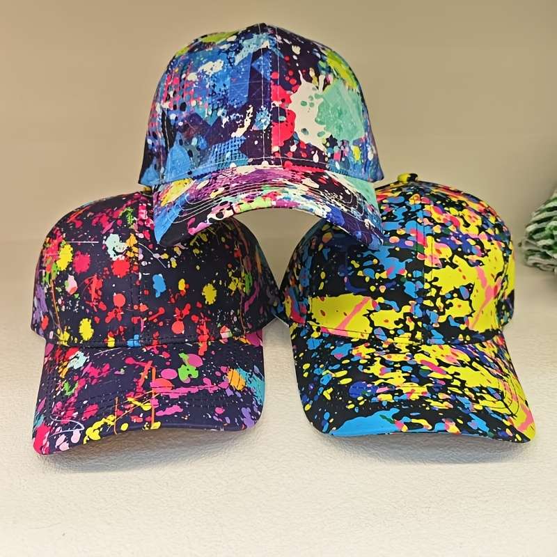 1pc Vibrant Tie-Dye Baseball Cap Lightweight Adjustable Polyester Sun Protection Toggle Closu