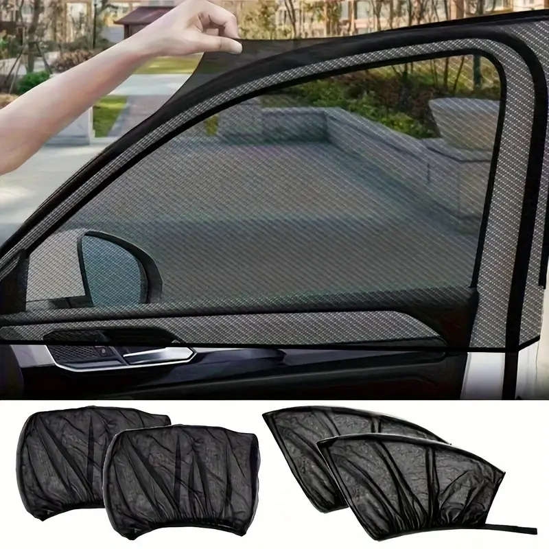 4pcs Polyester Car Sunshade Screen UV Protection Anti-Mosquito Insulation Reflective Awnings