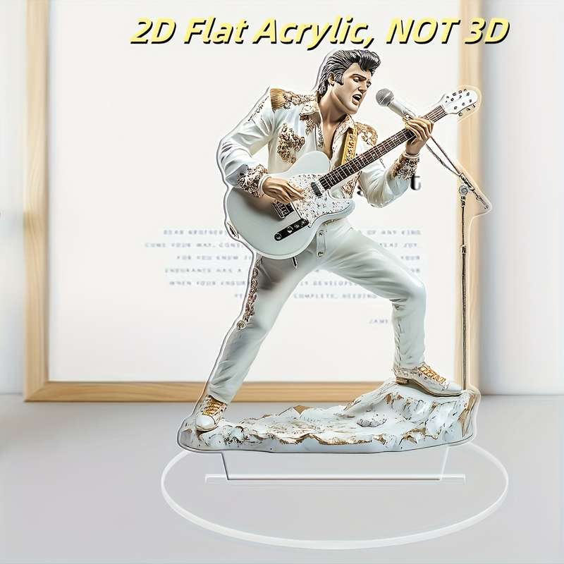 1pc 2D Flat    Acrylic Flat Crystal Music Sculpture Boho Style 17.78x13.21 cm Dynamic Guit