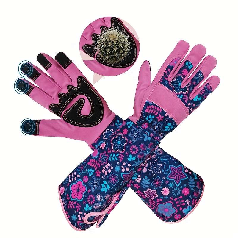 1 Pair Floral Charm Size L Multi Purpose Work Gloves