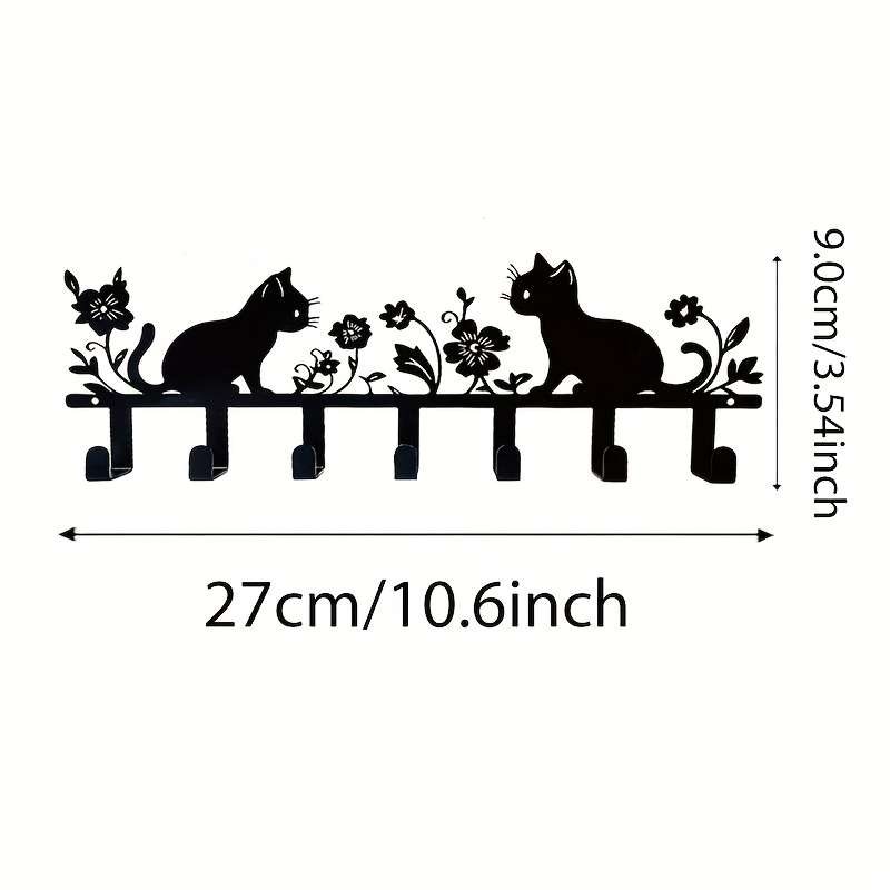 1pc A Cute Cat And Flower Keychain Metal Wall Hook Stylish Paint Finish Easy to Install Decorati