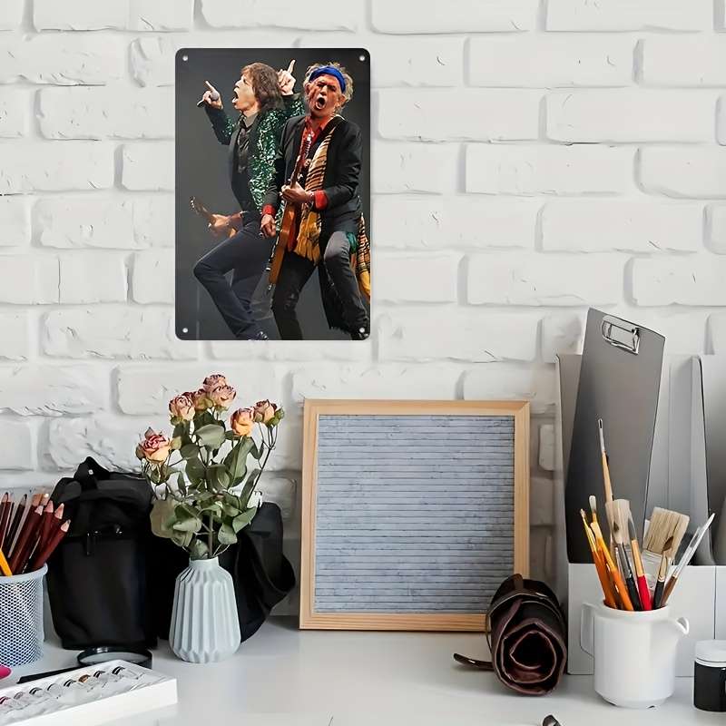 1pc Vintage Rolling Stones Band Metal Poster 20.32x30.48 cm Tin Sign with Iconic Mick Jagger Gu