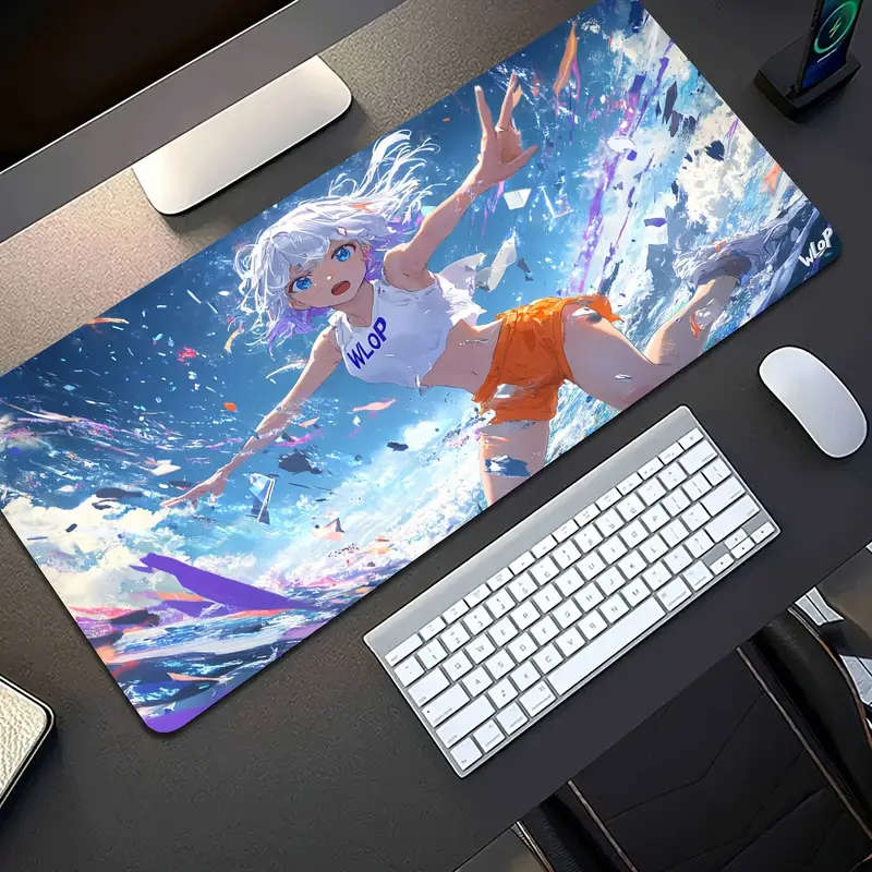 1pc 30x80cm 2D Girl Rubber Non-Slip Mouse Pad Office Desk Accessory