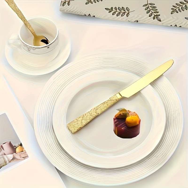 6pcs Vintage Titanium Texture Chef'S Knives Luxurious Stainless Steel Set with Elegant Black