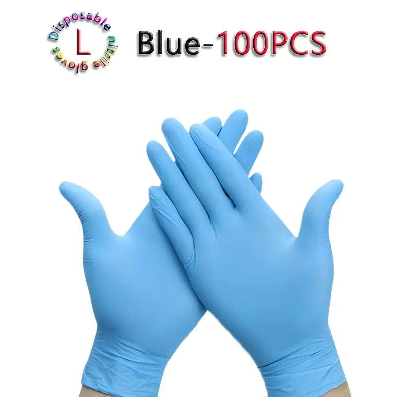 100pcs Bag Blue Disposable Gloves Size L Waterproof Very Suitable For Kitchen Washing Dishes Cleanin