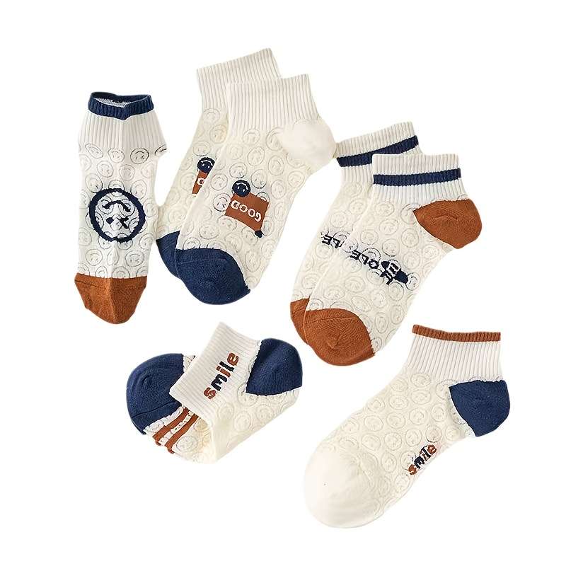 5 Pairs Of Cartoon Faces One Size High Elastic Socks