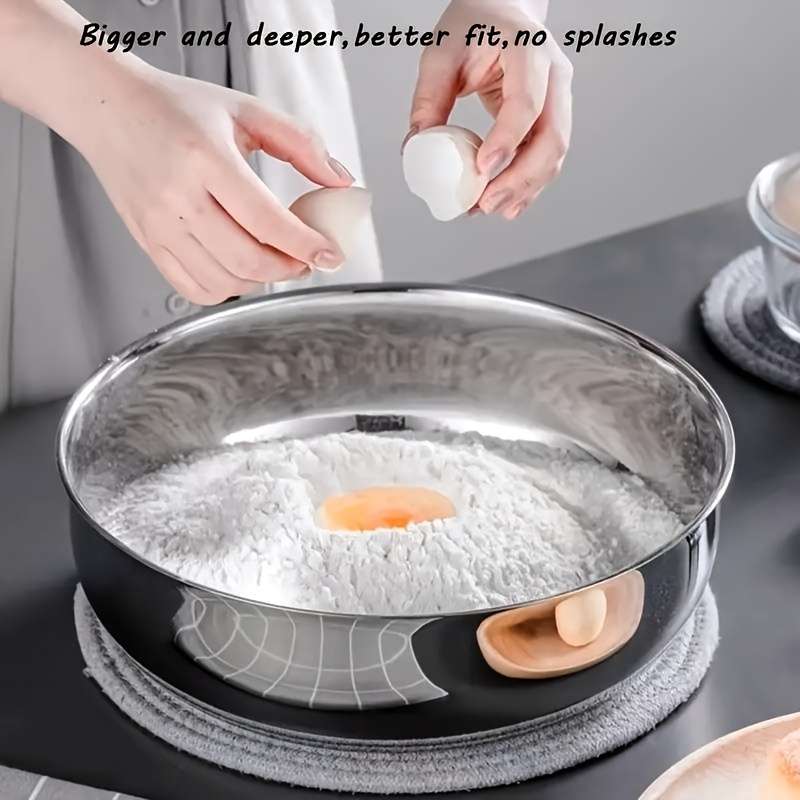 2pcs Large Silvery Stainless Steel Mixing Bowls Rust Resistant Deep And Wide Suitable for K