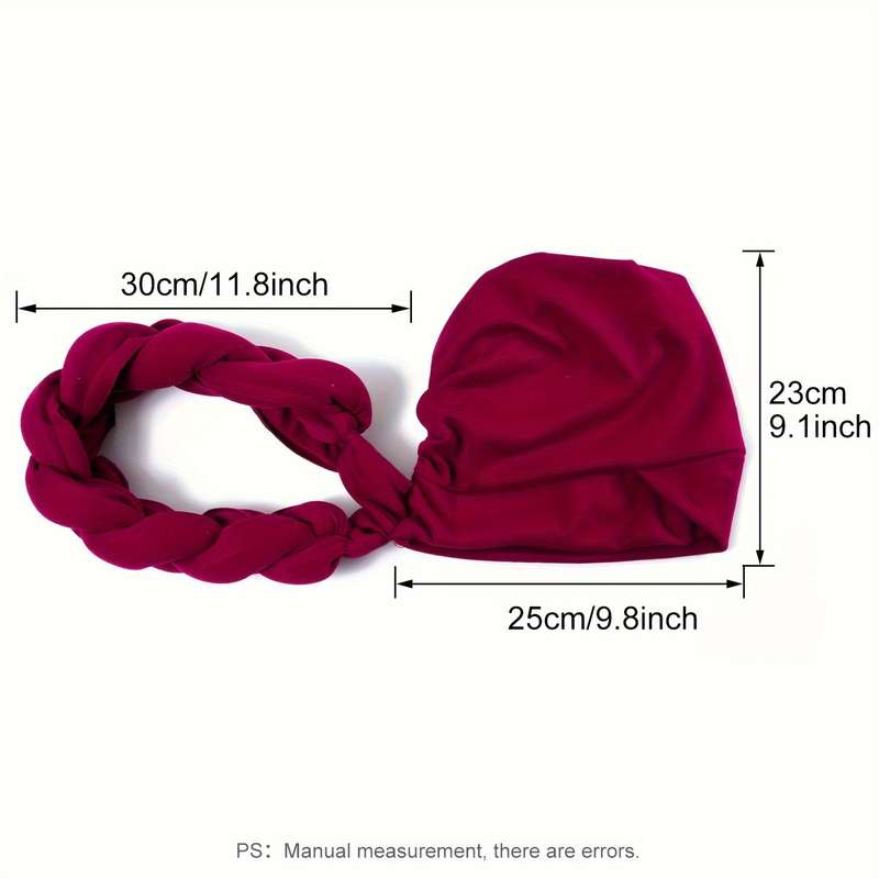 1pc Thick Braided Urban Polyester Fiber Turban Hat Thick Braided Elastic Hand Washable Light