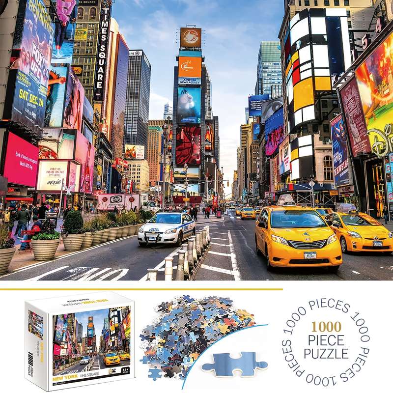 1000pcs New York Times Square Jigsaw Puzzle Thick Durable Seamless Ideal for A