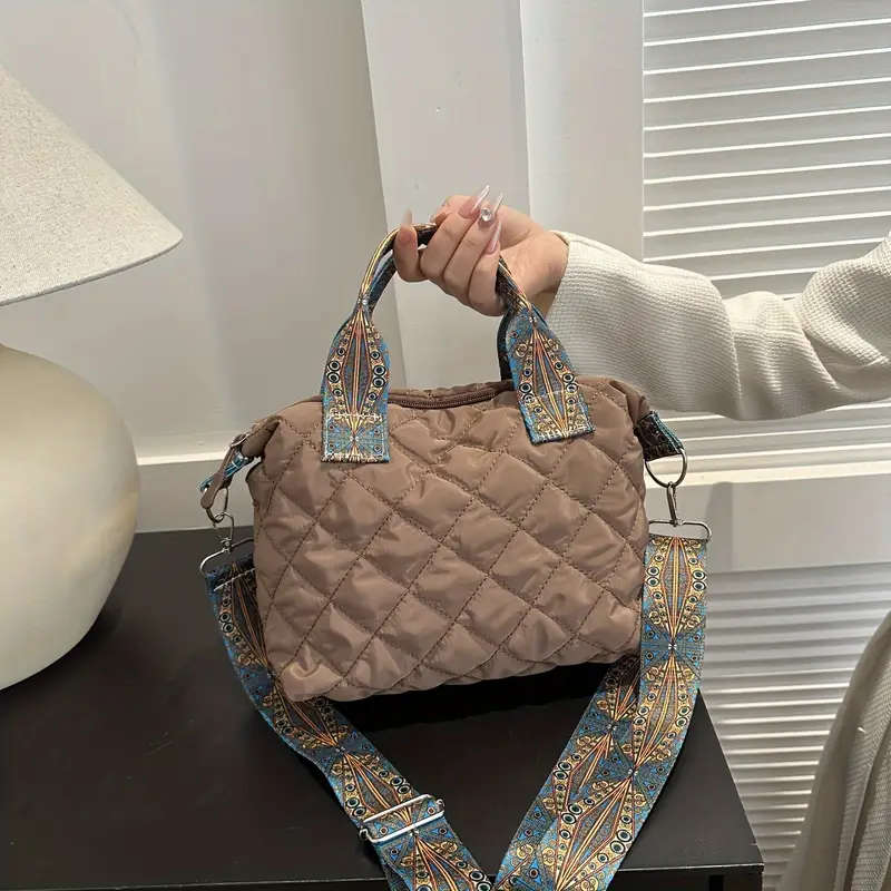 1pc Stylish Quilted Nylon Crossbody And Shoulder Bag for Girls Durable Casual