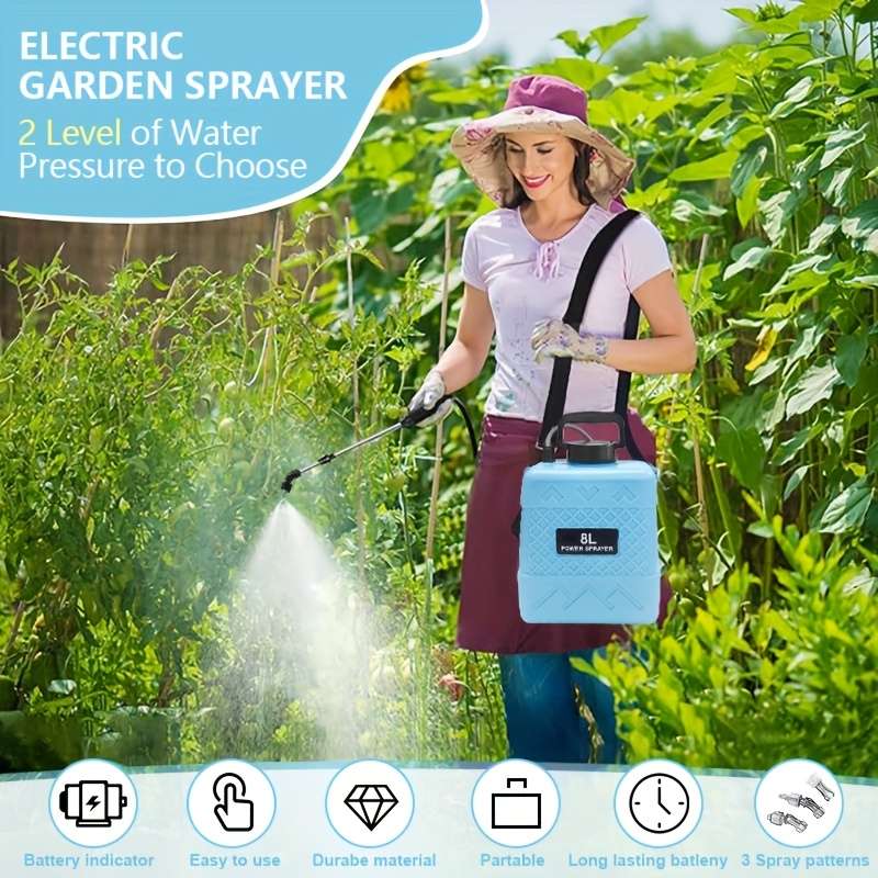 1Pc 8L Usb Rechargeable Sprayer Portable Electric Watering Can