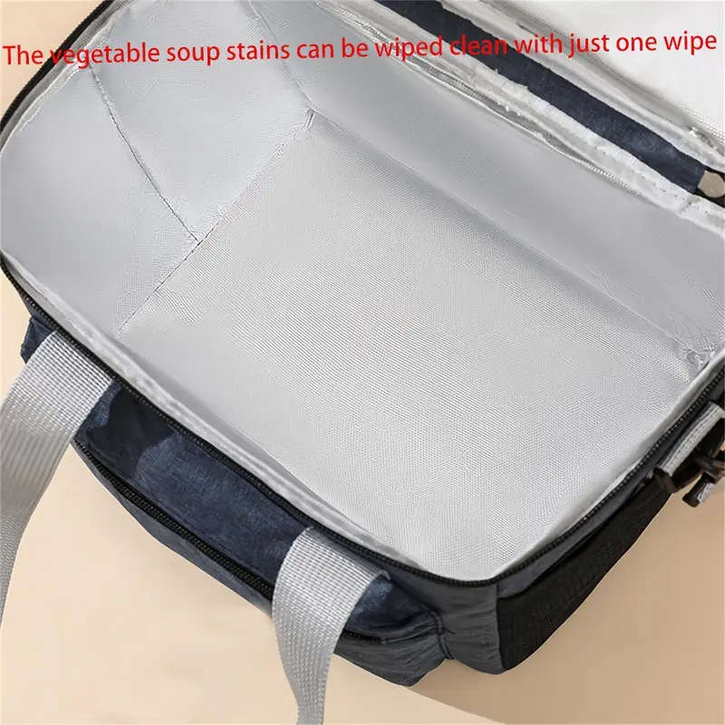 1pc Large Capacity Insulated Lunch Bag Large Capacity Insulated Lunch Bag Double Layered Adjustable