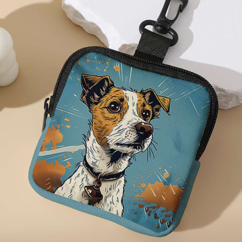 1pc Large Capacity Coin Purse with Dog Print Multifunctional Key Card Holder Durable Polyeste