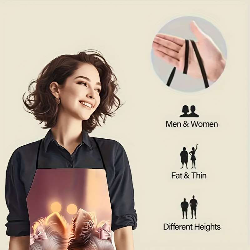 1pc Pet Dog Print Polyester Apron Sleeveless Colorful Kitchen Cleaning Bib