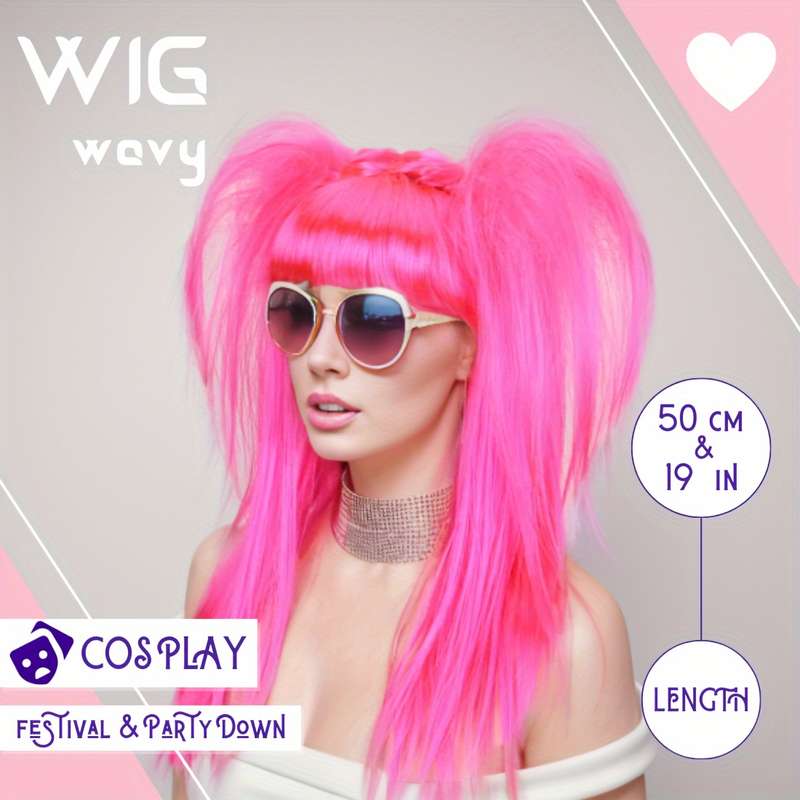 1Pc Rose Red 45.72cm Fashion Design Wig