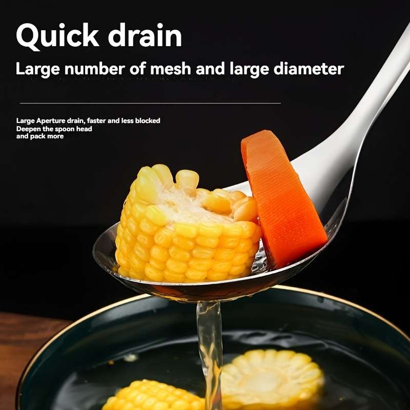 1pc LDQ Stainless Steel Kitchen Strainer Spoon Uncharged Durable with Perfect for Dumplings