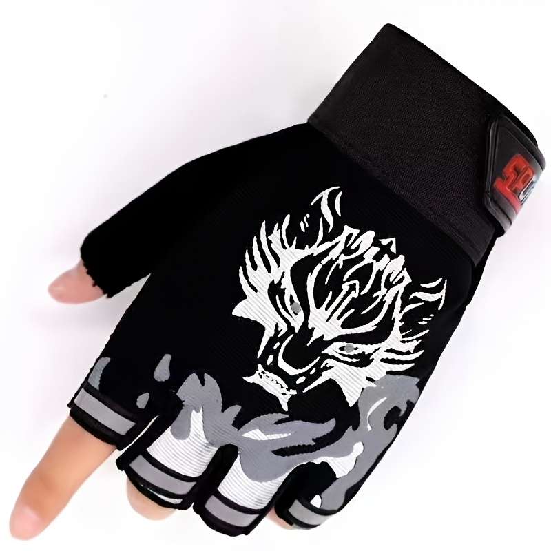 1 Pair Black Leaking Five Fingers Solid Color Outdoor Sports Gloves