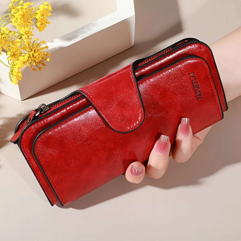 Luxury Women's Faux Leather Zipper Clutch