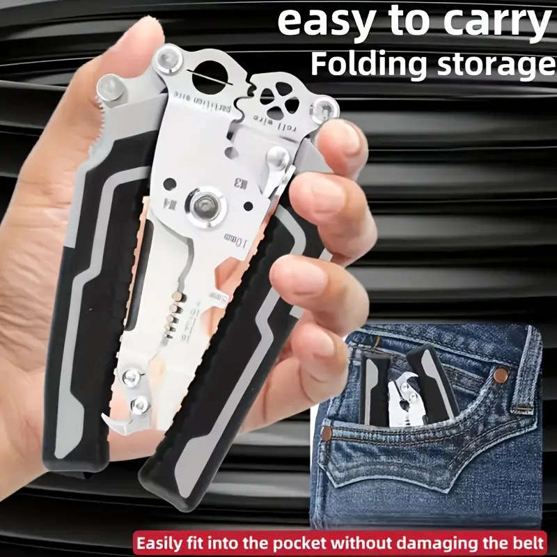 1PC18-in-1 Foldable Wire Stripper Manual Tool for Stripping Cutting Wrenching Holding Twisting