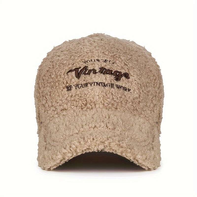 1pc 1 Vintage-Inspired Authentic Vintage Baseball Cap Cozy Beige Fleece 100% Polyester Hand-W