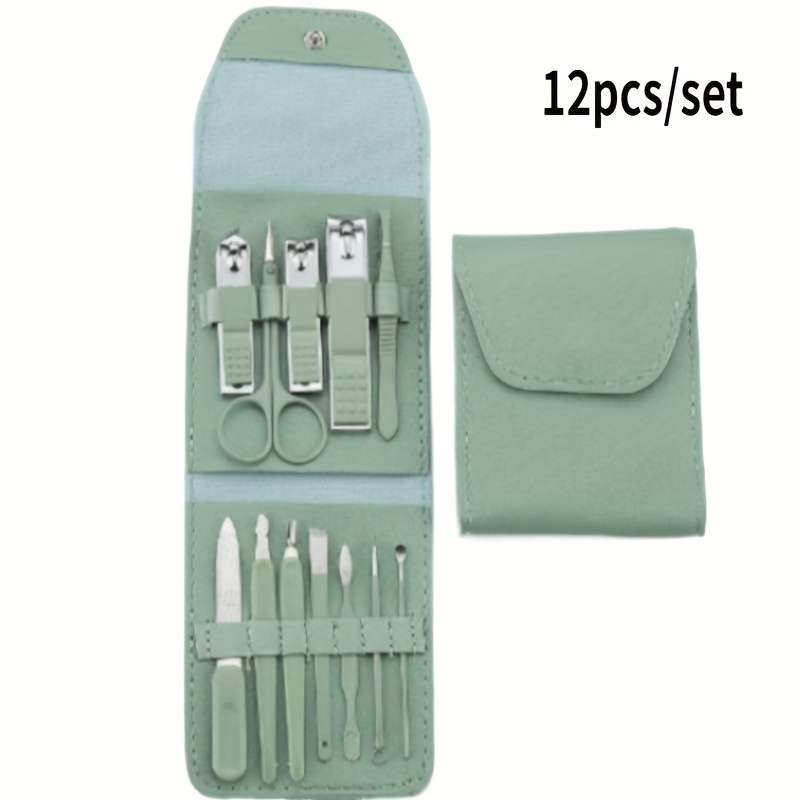 12pcs Stainless Steel Nail Grooming Kit Professional Manicure  Pedicure Set with Portable Tr