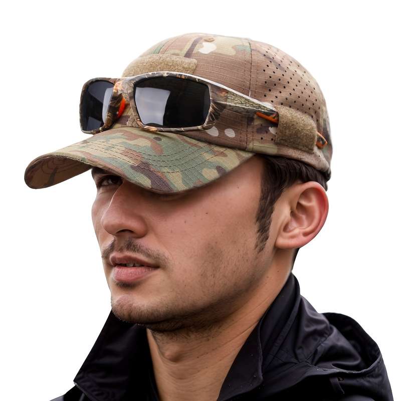 1pc Summer Men's Camouflage Baseball Cap Sun Protection Breathable Outdoor Hat Suitable for Fishing