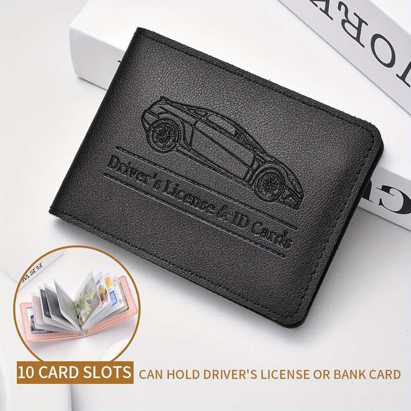 1pc DEABOLAR Driver's License ID Card Holder Stylish Car Design Wallet for Credit Cards Compac