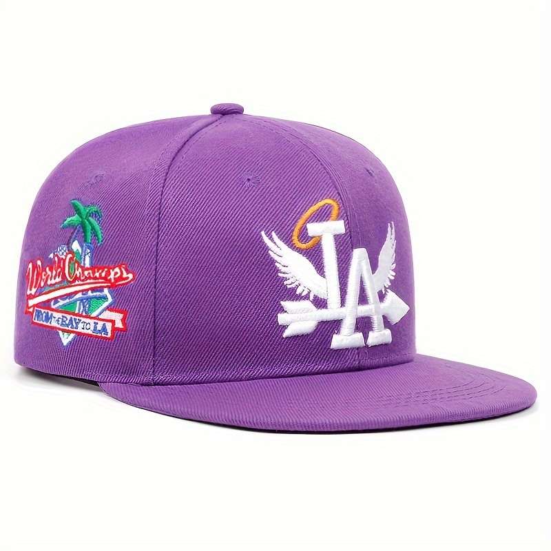 1pc Wings Letter Embroidered Baseball Cap Solid Color Hip Hop Breathable Snapback Hats Lightweight