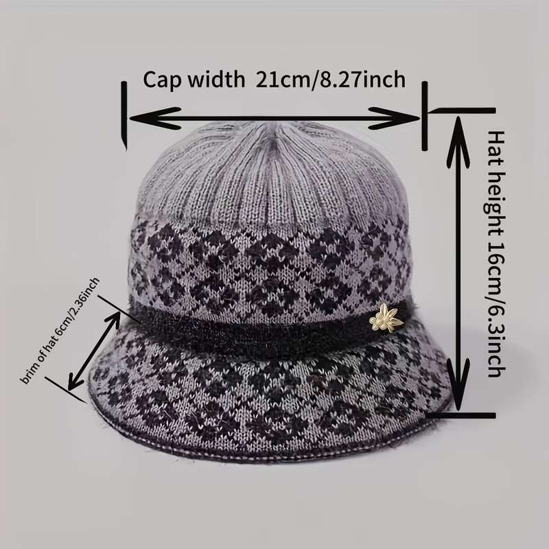 1pc Festive Fantasy Women's Knitted Hat with Pompom Ears Lightweight Color-Blocked Design Suita
