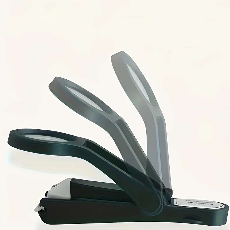 1pc Stainless Steel Nail Clippers with Magnifying Glass Ergonomic Precision Angled Edge Splas