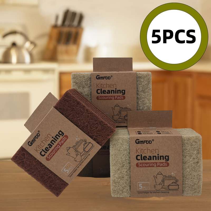 5pcs Premium Natural Sisal Fiber Kitchen Cleaning Pads Scratch-Free Thick 100% Sisal Scrubbi