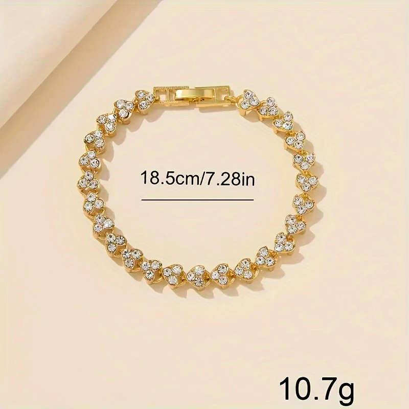 2pcs set Elegant Rhinestone Watch Stainless Steel Fashion Minimalist Luxury Full Rhinestone Bracelet