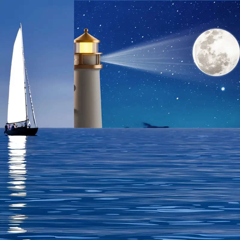 1pc Lighthouse Night Light With A Clear Moon Projection Image Sensitive Human Body Sensing Switch An