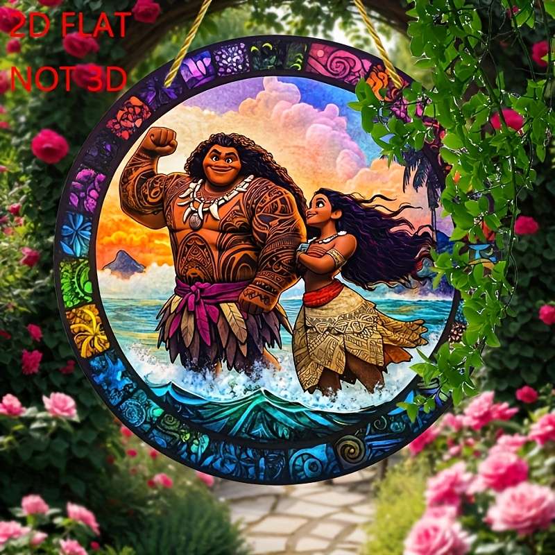 1pc 2D Flat   Disney Moana Tui Suncatcher Art Deco Style Acrylic Window Hanging Love Theme