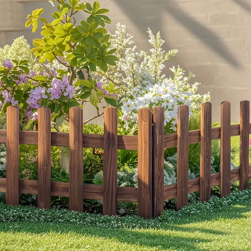 4 Piece Rustic Redwood Garden Fence