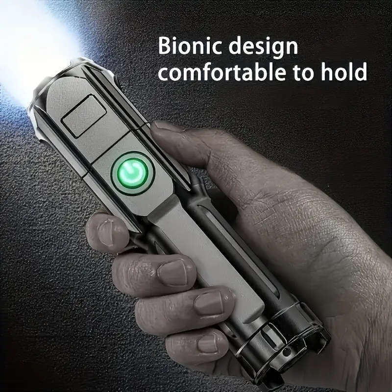 1pc Rechargeable LED Flashlight High Power Torch with 18650 Lithium Battery USB Charging Non-Waterpr