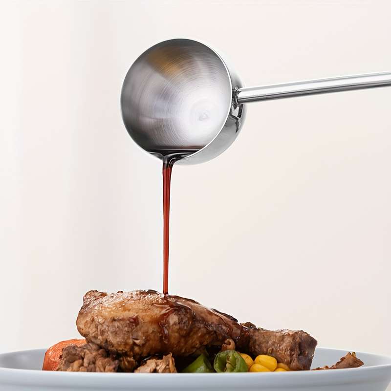 1pc Premium 304 Stainless Steel Long Handle Soup Ladle Durable Kitchen Spoon for Sauces Dres