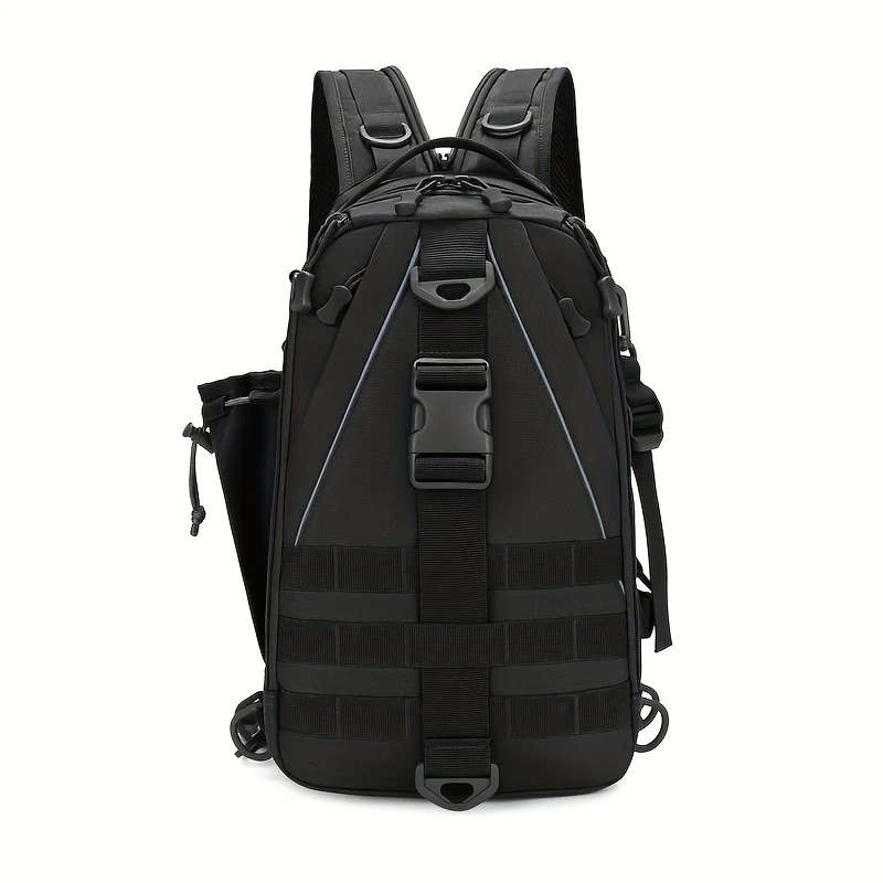 1pc Men'S Large Capacity Outdoor Backpack Durable Nylon Adjustable Strap Zipper Closure Ideal