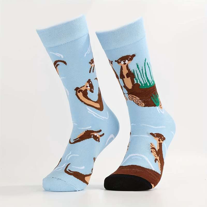 1 Pair Light Blue Otter  One Size Socks