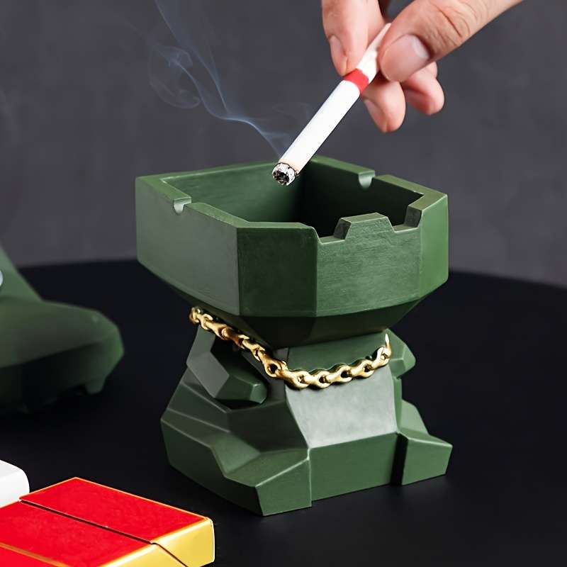 1pc Modern Animal-Shaped Ashtray with Lid Vibrant Color Concrete Stone Design Irregular Shap