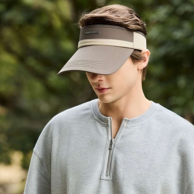 1pc Unisex Adjustable Sun Visor Hat with Breathable Design Black White Striped Open-Top Cap for