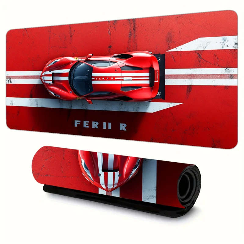 1pc 30x80cm Stylish Red Sports Car Mouse Pad Vibrant Durable Rubber Non-Slip Base