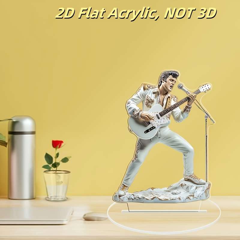 1pc 2D Flat    Acrylic Flat Crystal Music Sculpture Boho Style 17.78x13.21 cm Dynamic Guit