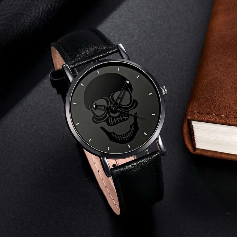 2pcs set Men'S Watches Stylish Digital Round Dial Quartz Watch with PU Woven Wrap Wristband Perfect