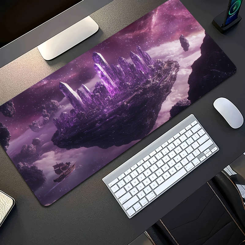 1pc 30x80cm Vibrant Purple Crystal Fantasy Gaming Mouse Pad Non-Slip Rubber Base