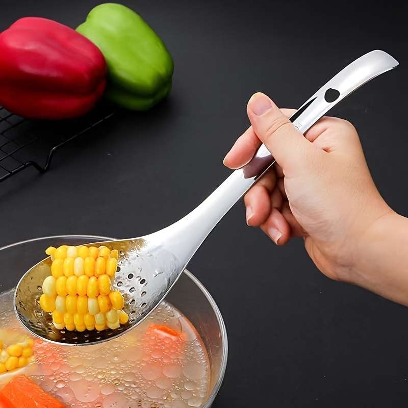 1pc LDQ Stainless Steel Kitchen Strainer Spoon Uncharged Durable with Perfect for Dumplings