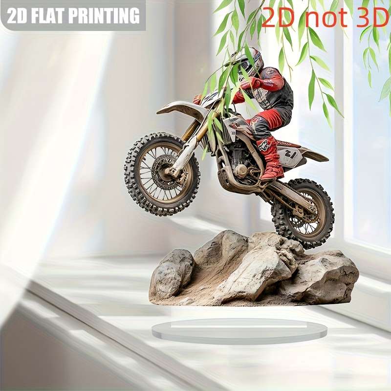 1pc 2D Flat  Printing  Not 3D Motorcycle Rider Acrylic Decor Bohemian Style Ideal for Living Ro