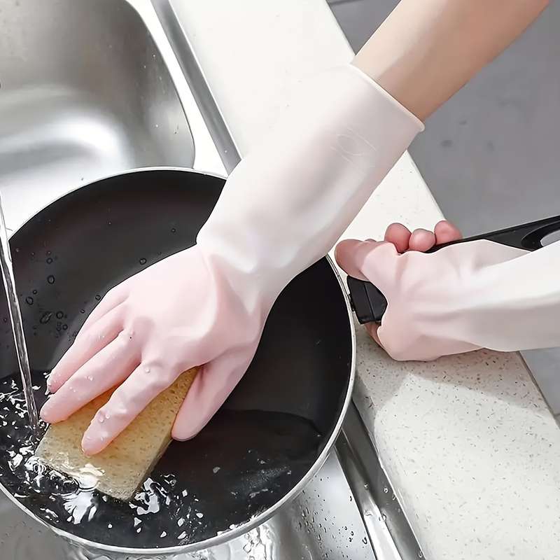 3 Pairs One Each In Pink Green And Blue Size M Household Cleaning Gloves