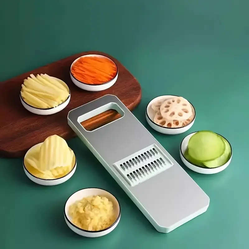 7 Piece Stainless Steel Multifunctional Vegetable Slicer and Grater Set, Interchangeable Blades