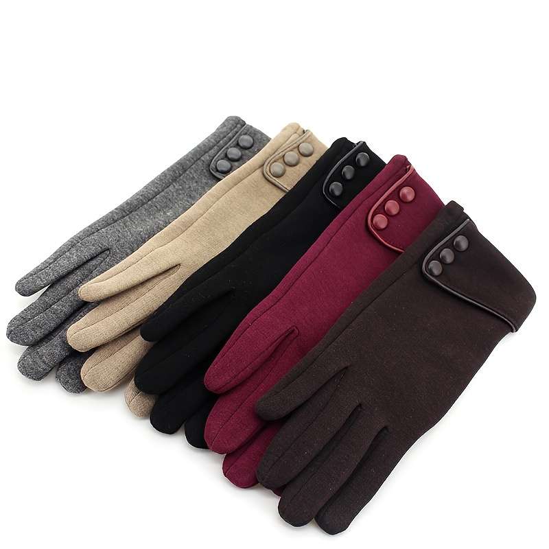 1 Pair Khaki Warm Gloves